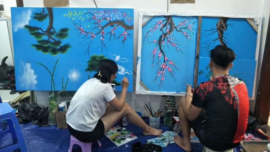 Đào tạo dạy Học Vẽ tranh tường, sơn dầu trên canvas